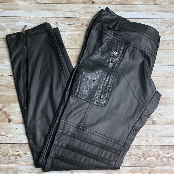 Punk Rave Other - NWT Punk Rave black Faux Leather pants gothic punk unisex w 14 M 36 Skull button